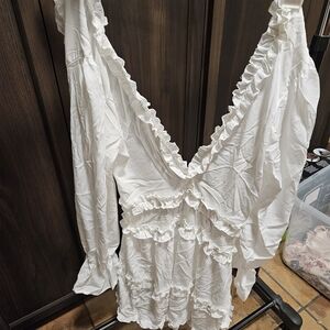 Boohoo White Long Sleeve Dress